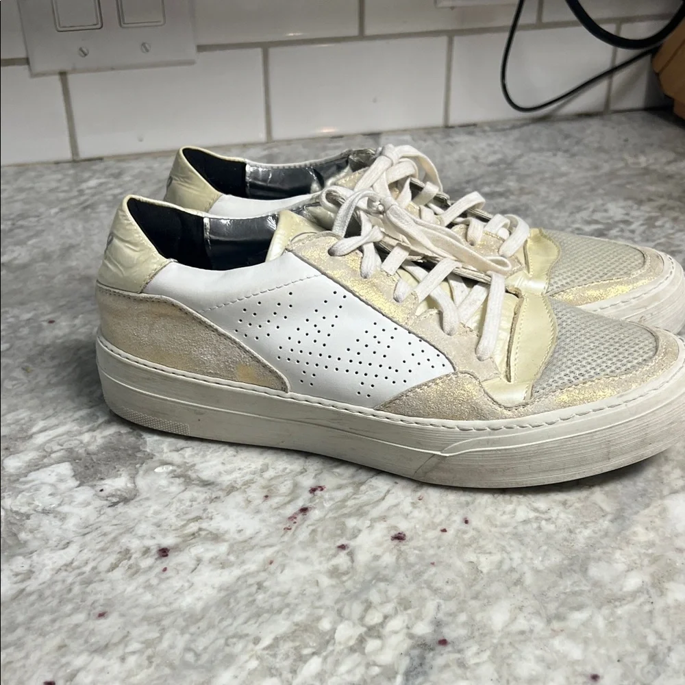 P448 White and Gold Sneakers - Picture 2 of 8